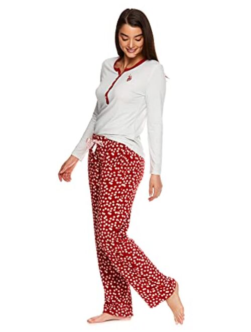 U.S. Polo Assn. Womens Casual Long Sleeve Shirt and Pajama Pants Sleep Sleepwear Set