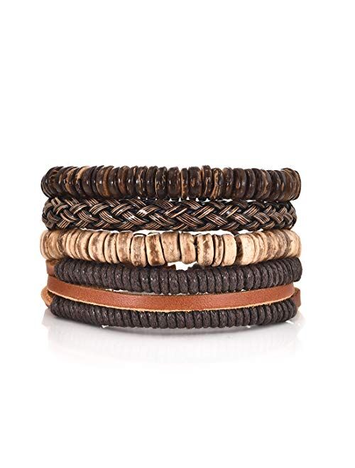DALARAN Leather Bracelet for Men Wrist Band Brown Rope Bracelet Bangle