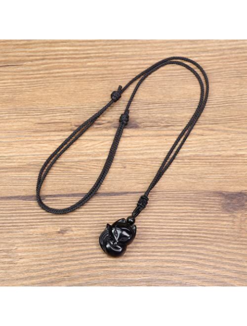 COAI Mens Womens Stone Fox Pendant Necklace