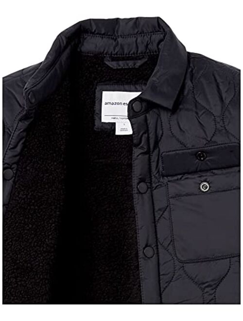 Amazon Essentials Boys' Sherpa-Lined Quilted Shirt Jacket