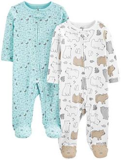 Unisex Babies' Cotton Footed Sleep and Play, Pack of 2