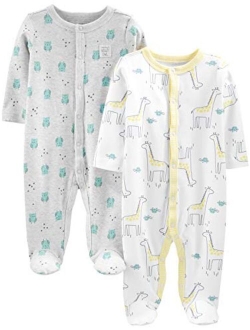 Unisex Babies' Cotton Footed Sleep and Play, Pack of 2