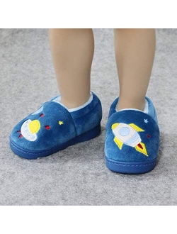ESTAMICO Boys Girls Warm Slippers Cartoon Car Kids Winter Indoor Household Shoes