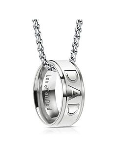 Silove Love You Dad Mom Stainless Steel Necklace for Men Women Dad Birthday Gifts Jewelry