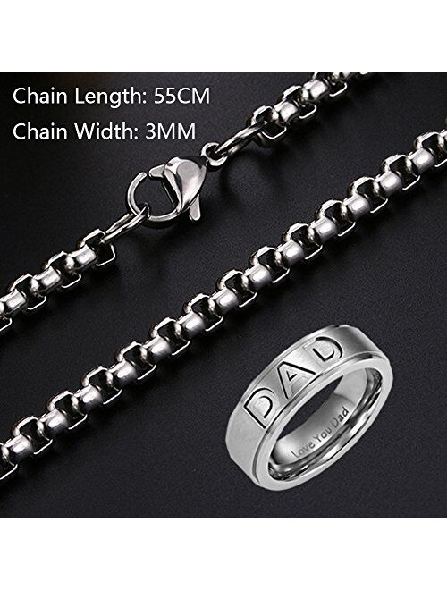 Silove Love You Dad Mom Stainless Steel Necklace for Men Women Dad Birthday Gifts Jewelry
