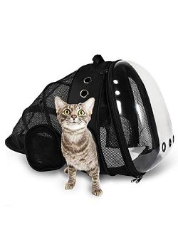 Joysnana Cat Backpack Carrier Bubble Pet Bags, Expandable Transparent Space Capsule Backpack for Cat Outside Activities(Pink)