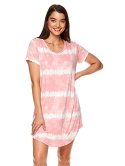 Womens Short-Sleeve Sleepshirt - Pajama Tee Nightgown for Women