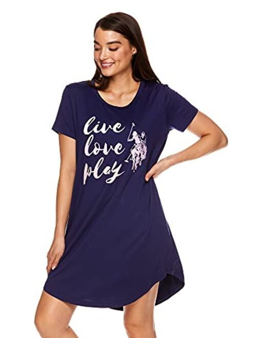 U.S. Polo Assn. Womens Short-Sleeve Sleepshirt - Pajama Tee Nightgown for Women