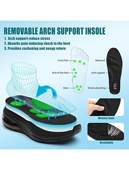 STQ Walking Shoes Women Arch Support Tennis Shoe Breathable Air Cushion Sneakers for Gym, Workout, Jogging, Travelling and Shopping