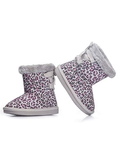 KRABOR Girls Glitter Snow Boots Cotton Lining Warm Winter Non-Slip Shoes with Cute Bow for Toddlers/Little Kid