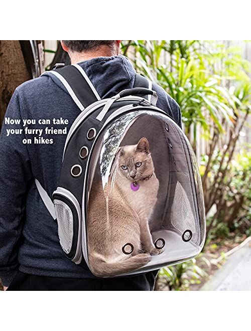 Milcron Cat Backpack Carrier Bubble, Expandable Front and Back with Cat Collar, Comfortable Pet Carrier for Cat or Small Dog, 9 Ventilation Holes, Scratch-Proof Netting, 