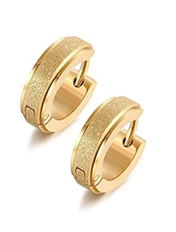 Shenran Stainless Steel Womens Hoop Earrings for Men Huggie Ear Piercings Hypoallergenic 20G (3pair Silver+Gold+Black)