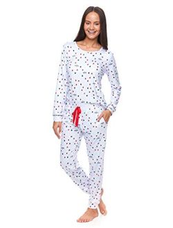 Womens Pajamas Set with Pockets - Long Sleeve Shirt and Cuffed Pajama Pants Loungewear Set