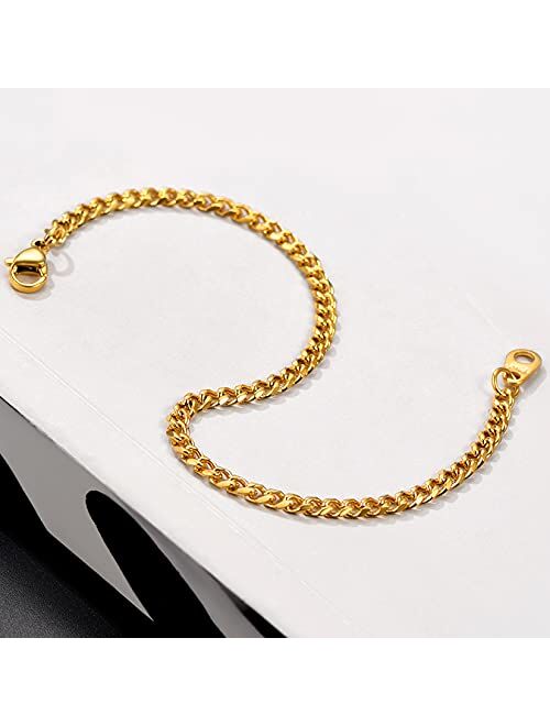 U7 Cuban Chain Bracelet for Men Women, 18K Gold Plated/Black/Stainless Steel Wrist Chain,3/6/9/12mm Width Sturdy Curb Link, 6.5/7.48/8.26" Length- Come with Gift Box