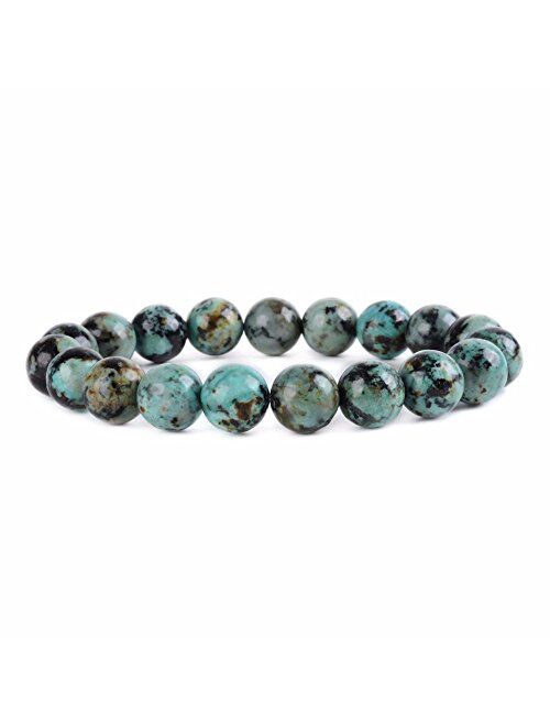Justinstones Gem Semi Precious Gemstone 10mm Round Beads Stretch Bracelet 7 Inch Unisex