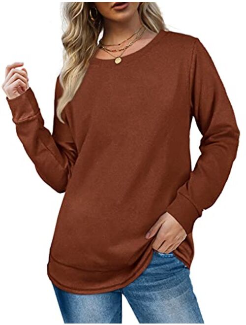 Dofaoo Sweatshirts for Women Crewneck Long Sleeve Shirts Tunic Tops for Leggings