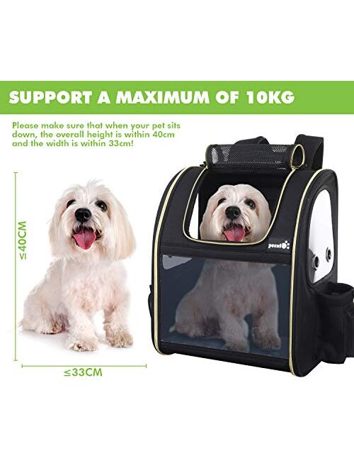 Pecute Pet Carrier Backpack, Cat Backpack Carrier, Expandable with Breathable Mesh for Small Dogs Cats, Dog Backpack Bag for Hiking Travel Camping Hold Pets Up to 18 Lbs