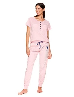 Womens Pajama Set - Short Sleeve PJs with Jogger Pajama Pants