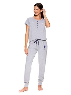 Womens Pajama Set - Short Sleeve PJs with Jogger Pajama Pants