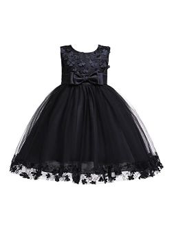 Weileenice Holiday Big/Little Girl Flower Lace A-line Wedding Party Dresses Kids Pageant Birthday Formal Dress