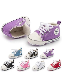 Save Beautiful Baby Girls Boys Canvas Sneakers Soft Sole High-Top Ankle Infant First Walkers Crib Shoes