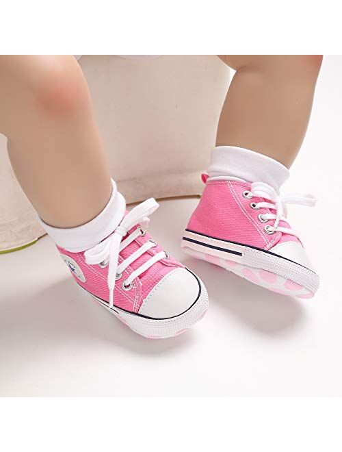 Save Beautiful Baby Girls Boys Canvas Sneakers Soft Sole High-Top Ankle Infant First Walkers Crib Shoes