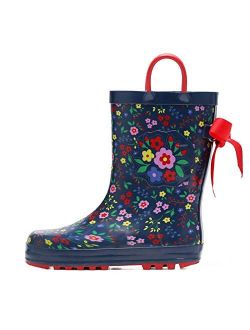 K KomForme Kids Rain Boots Waterproof Printed Rubber boots with Handles