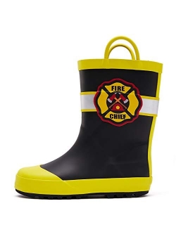 K KomForme Kids Rain Boots Waterproof Printed Rubber boots with Handles