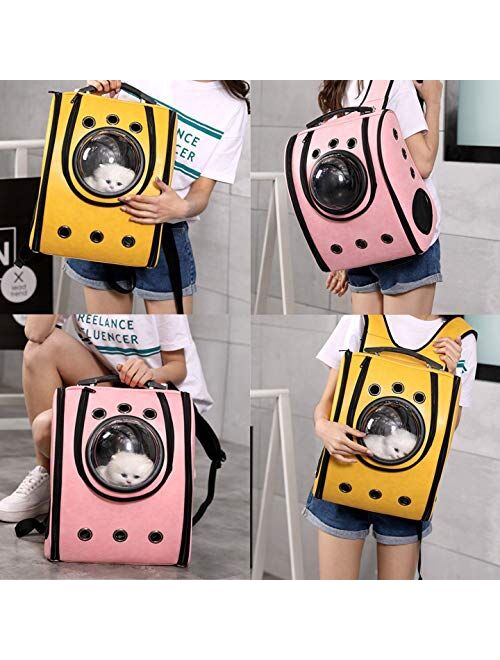 GINYICY Portable Travel Pet Carrier Backpack,Space Capsule Bubble Design,Waterproof Handbag Backpack for Cat and Small Dog,Airline Approved Pet Backpack Carrier