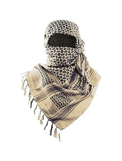 Luxns Military Shemagh Tactical Desert Scarf / 100% Cotton Keffiyeh Scarf Wrap for Men And Women