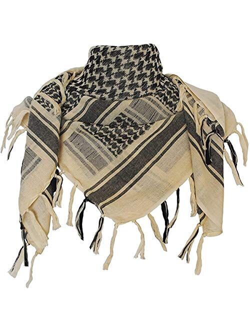 Luxns Military Shemagh Tactical Desert Scarf / 100% Cotton Keffiyeh Scarf Wrap for Men And Women