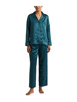 LAUREN RALPH LAUREN Long Sleeve Notch Collar Satin PJ Set