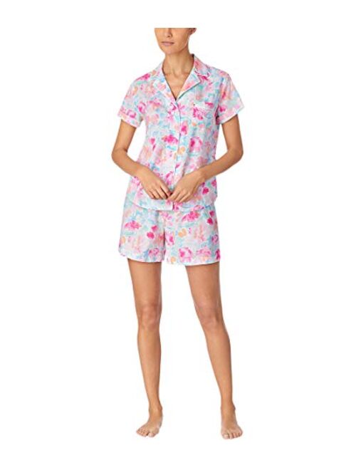Polo Ralph Lauren LAUREN RALPH LAUREN Classic Wovens Short Sleeve Notch Collar Boxer Pajama Set