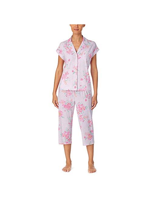 Polo Ralph Lauren Lauren Ralph Lauren Women`s Classic Knits Dolman Sleeve Notch Collar Capri Pants Pajama 2 Piece Set