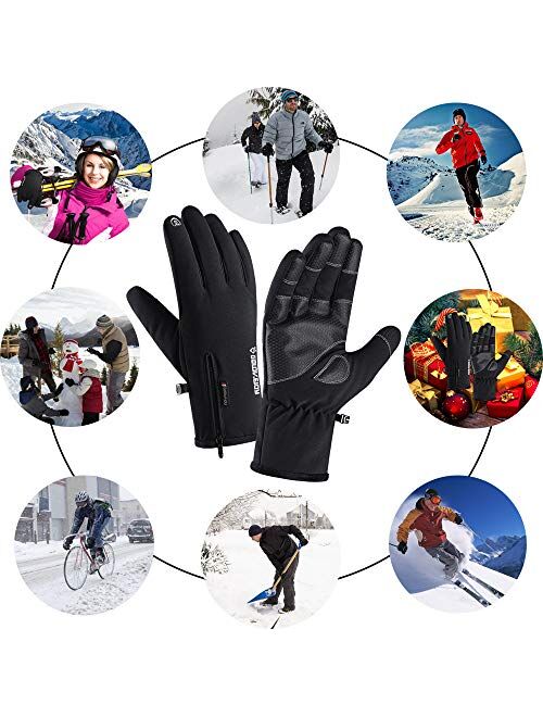 Y&R Direct Mens Winter Gloves -30℉Windproof Waterproof Touch Screen Gloves for Outdoor Work
