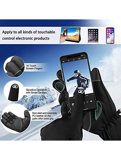 Y&R Direct Mens Winter Gloves -30℉Windproof Waterproof Touch Screen Gloves for Outdoor Work