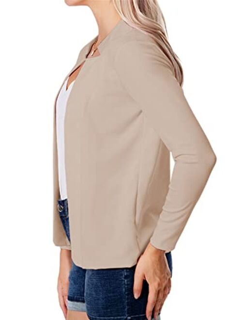 YMING Womens Open Front Work Blazer Casual Long Sleeve Office Jacket Solid Color Short Cardigans