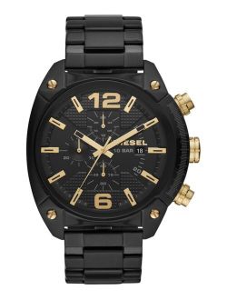 Men's Chronograph Overflow Black Stainless Steel Bracelet Watch 49mm