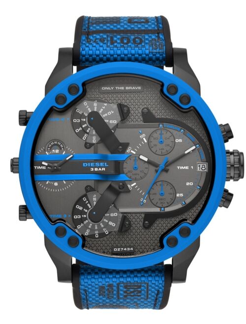 Diesel Men's Mr Daddy 2.0 Three-Hand Blue Silicone Strap Buckle Watch, 57mm