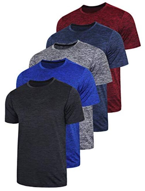 Liberty Imports 5 Pack Men’s Active Quick Dry Crew Neck T Shirts | Athletic Running Gym Workout Short Sleeve Tee Tops Bulk
