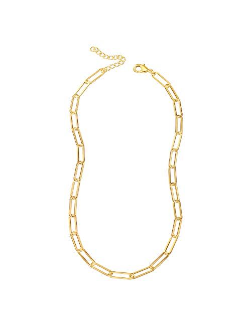 Reoxvo Gold Necklaces for Women,18K Gold Plated Paperclip Cuban Figaro Snake Chain Beaded Ball Chain Choker Necklaces for Women and Bracelet Sets