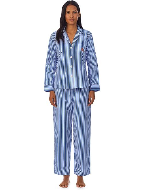 Polo Ralph Lauren LAUREN Ralph Lauren Cotton Woven Long Sleeve Notch Collar PJ Set