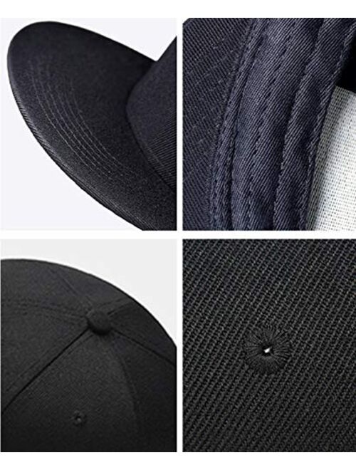 Tijeyi Snapback Hats for Men Baseball Cap Adjustable Flat Bill Trucker Dad Gift,Husband,Boy Friend,Brother,Uncle,Grandfather,Grandpa Black