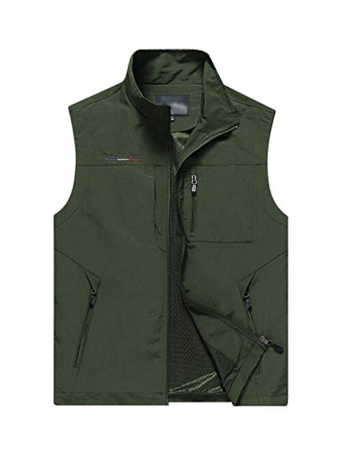 Flygo Men's Lightweight Outdoor Travel Work Fishing Vest With Multi-Pockets