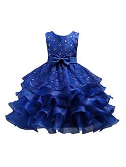 YMING Flower Girl Rhinestone Tulle Formal Dress Pageant Princess Party Wedding Bridesmaid Evening Gown