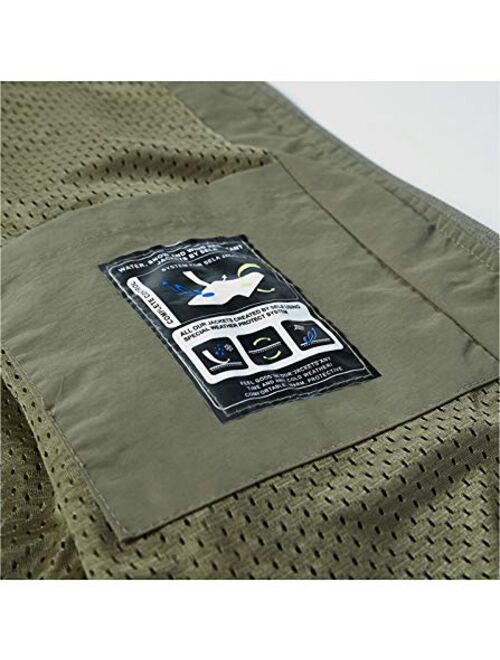 Flygo Men's Casual Lightweight Outdoor Work Safari Travel Fishing Travel Photo Vest Multi Pockets