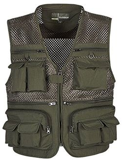 Flygo Mens Outdoor Work Fishing Travel Photo Vest with Multi Pockets