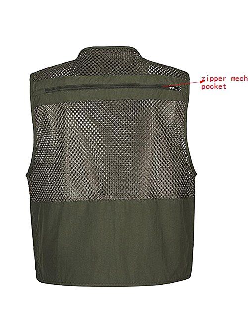 Flygo Mens Outdoor Work Fishing Travel Photo Vest with Multi Pockets