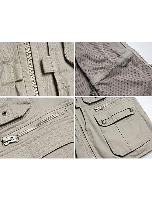 Flygo Mens Casual Outdoor Work Utility Safari Fishing Travel Vest with Pockets