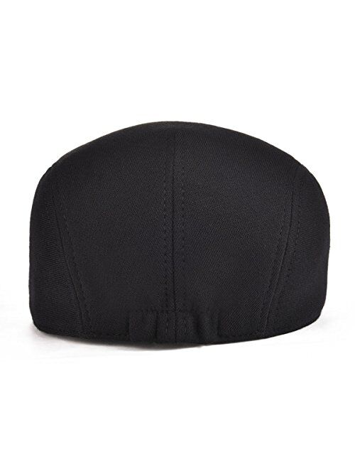 FEINION 2 Pack Men Cotton Newsboy Cap Soft Fit Cabbie Hat